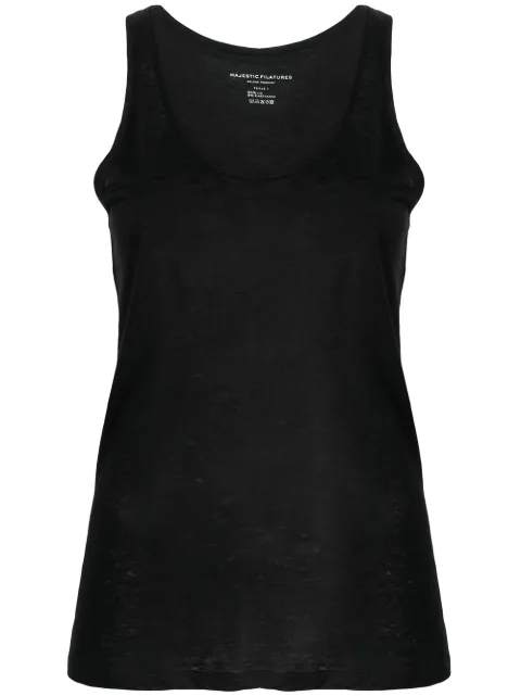 Majestic Filatures linen tank top Black M011FDE021