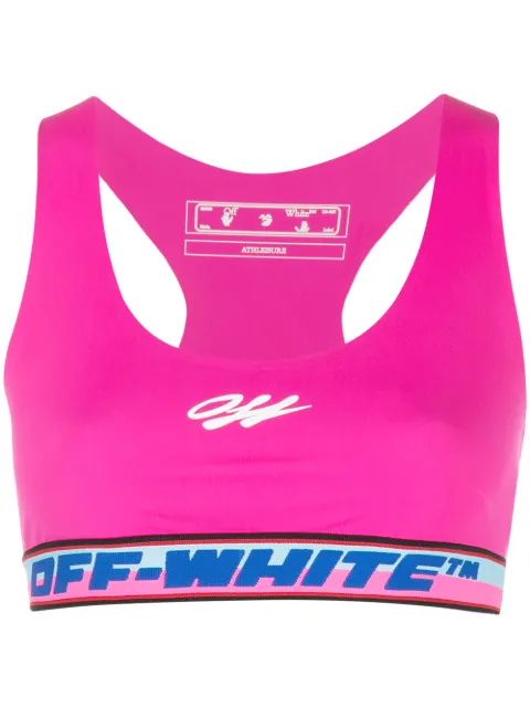 Off-White logo-intarsia sports bra Pink OWVO015R21JER0013201