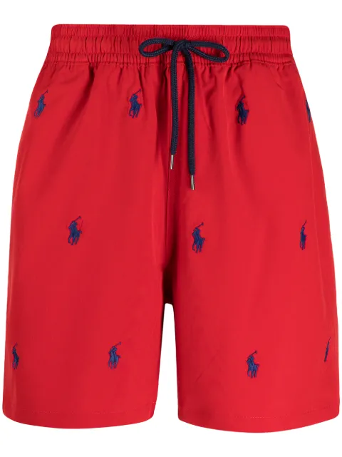 Polo Ralph Lauren logo-embroidered drawstring swim shorts Red 710835129001