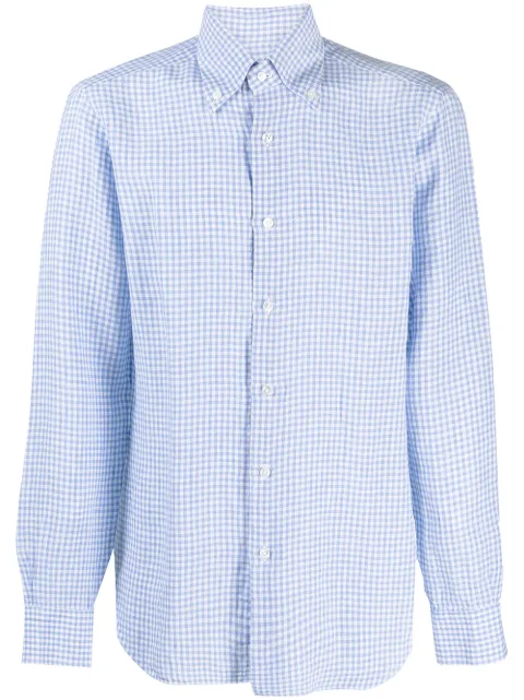Barba gingham check pattern shirt Blue K1U32P017035