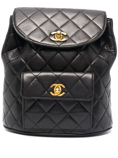 CHANEL Pre-Owned 1994-1996 diamond-quilted flap backpack Black CHAL5800