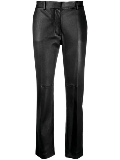 JOSEPH mid-rise leather slim-fit trousers Black JF005274