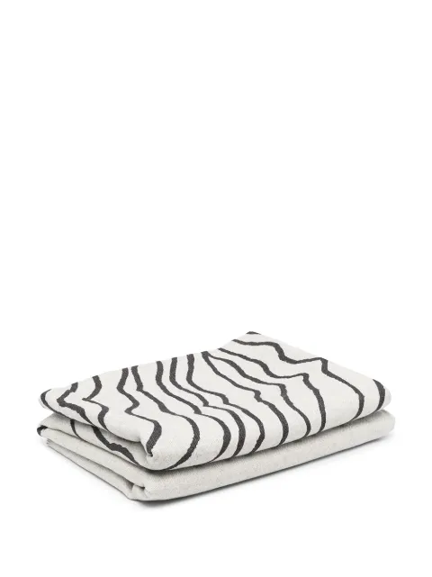 Fornasetti graphic-print fringed throw White PLDX002