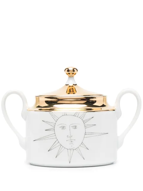 Fornasetti graphic-print porcelain sugar bowl White P21Z900