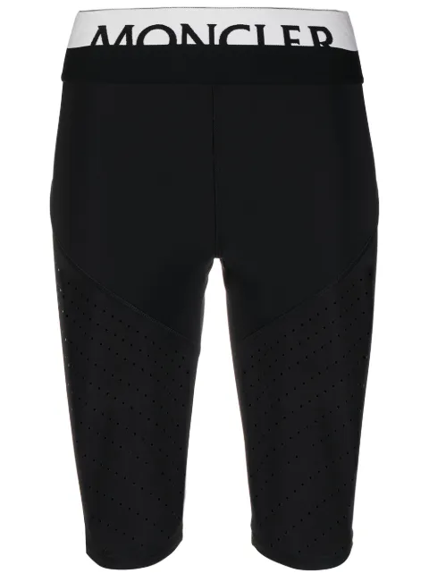 Moncler logo waistband perforated cycling shorts Black G10938H74410899A6