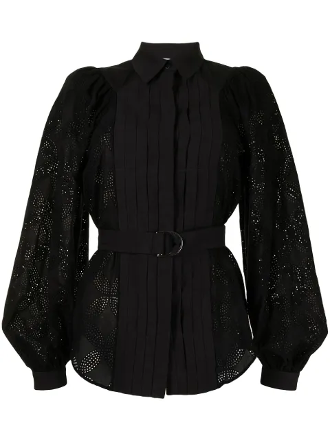 Acler Klara cut-out belted blouse Black AL210151T