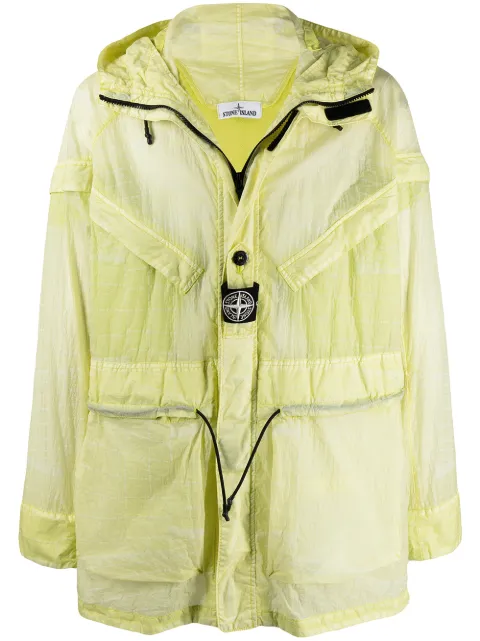 Stone Island reflective grid parka coat Yellow 741542999