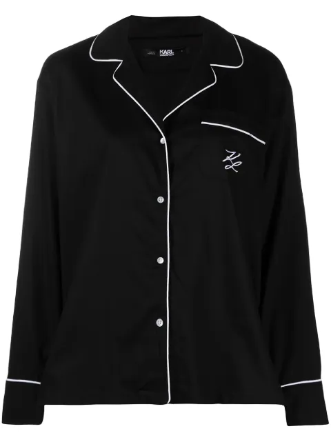 Karl Lagerfeld logo embroidered pajama top Black 211W2122999