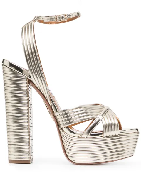 Aquazzura Sundance 140mm platform sandals Gold SUDHIGS0LAMFD5