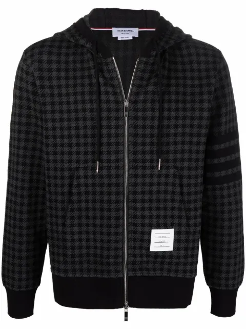 Thom Browne Gunclub check jacquard zip-up hoodie Black MJT302A07671