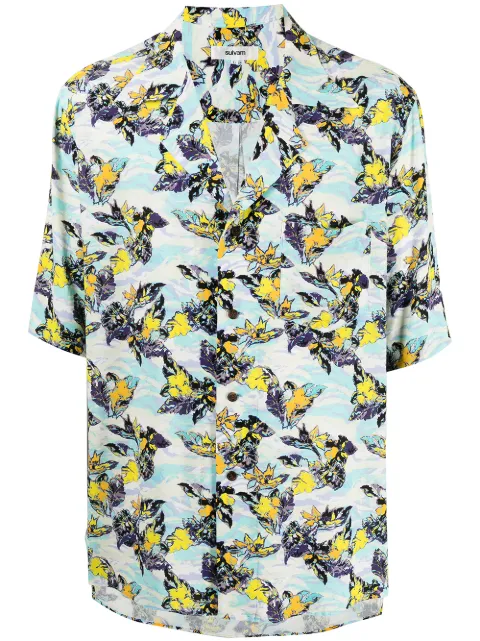 sulvam Aloha short-sleeve shirt Blue SNB07020