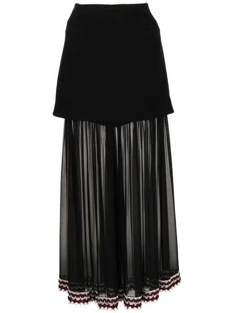 Proenza Schouler crochet-trim chiffon panel skirt Black R2145014BS155