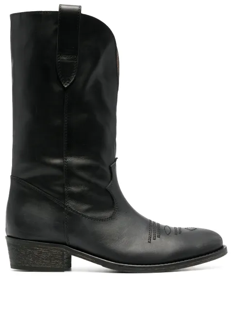 Via Roma 15 leather western-style boots Black 3381