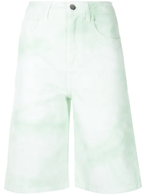 IRENEISGOOD high-waisted tie-dye denim shorts Green 21SSIGPC001D