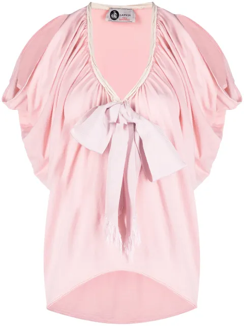 Lanvin Pre-Owned 2000s bow detail ruched blouse Pink LNNV250