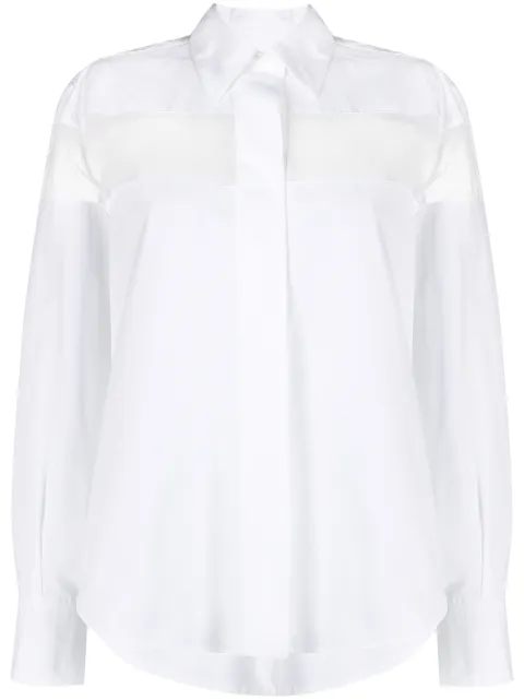 Valentino Garavani sheer-panel long-sleeve shirt White BAB1V55DN