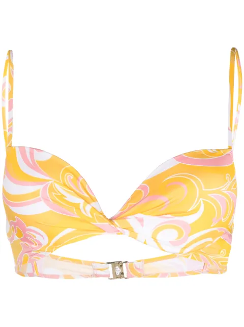 PUCCI Albizia-print padded bikini top Yellow 1RMX251R887