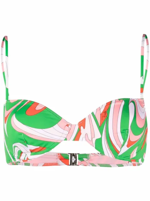 PUCCI Vortici-print underwired bikini top Green 1RMX201R897