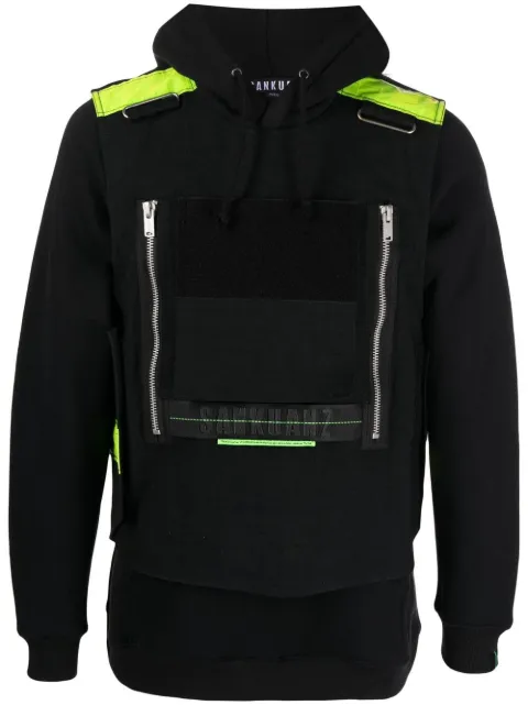 Sankuanz layered reflective-detail hoodie Black SKZM20AW0TH0201BK
