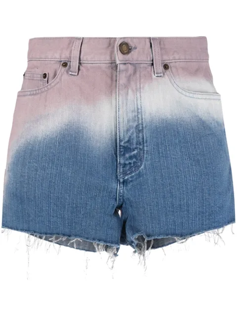 Saint Laurent ombré-effect denim shorts Blue 614462Y02IA