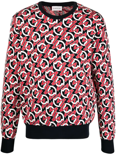 Moncler jacquard-logo crew-neck jumper Blue G10919C76200V9157