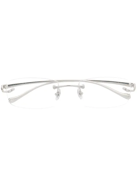 Cartier Eyewear rimless rectangular-frame glasses Silver CT0061O