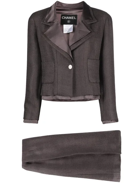 CHANEL Pre-Owned 1999 single-breasted skirt suit Brown CHH1500S