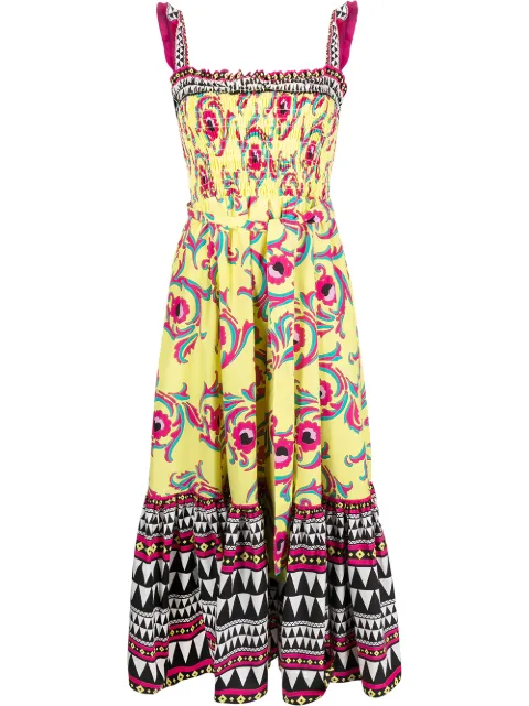 La DoubleJ floral print mid-length dress Yellow DRE0262COT015CRW0004
