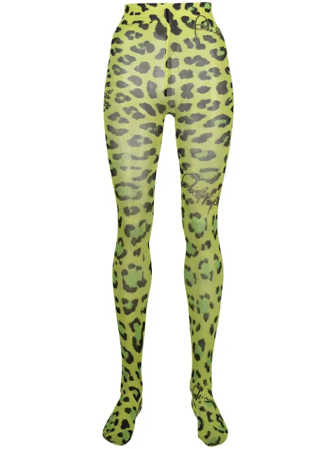 Philipp Plein leopard print tights Green PAACWUY0060PTE003N