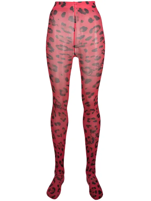 Philipp Plein leopard print tights Red PAACWUY0060PTE003N