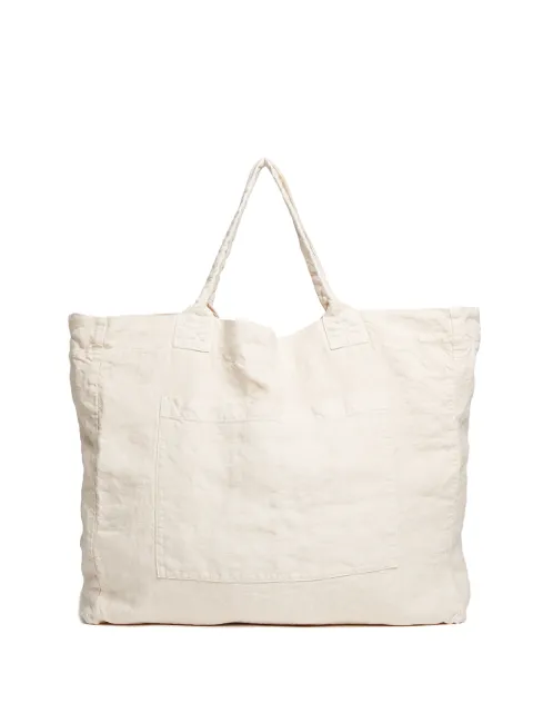Once Milano linen weekend tote bag Neutrals A83AC040035C