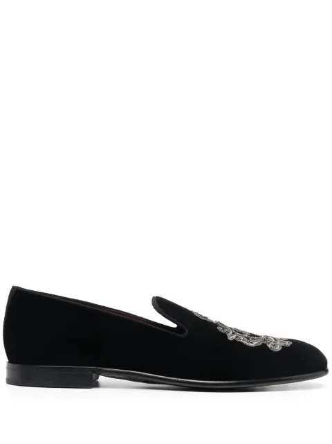 Dolce & Gabbana Leonardo embroidered slippers Black A50433AO249