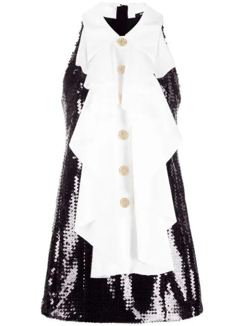 Balmain ruffle-panel sequinned minidress Black WF1R3020M007