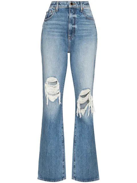 KHAITE Danielle high-waisted distressed jeans Blue 1032042W908042
