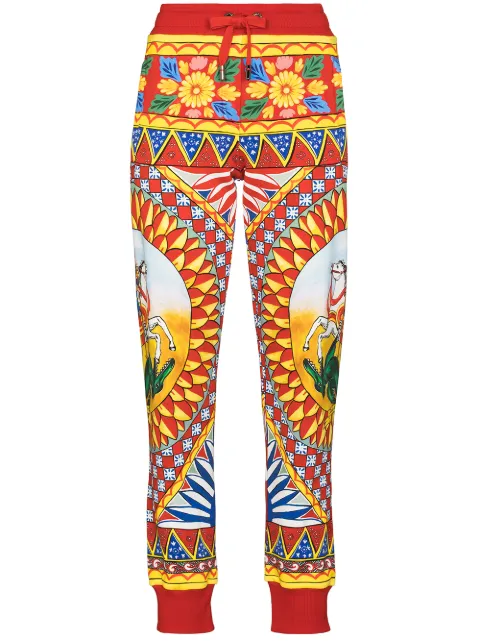 Dolce & Gabbana Caretto print jogging trousers Red FTBW3TFI76I