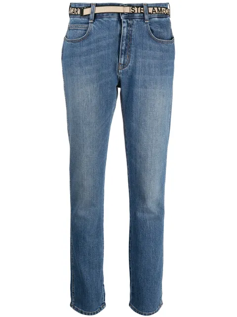Stella McCartney logo-tape slim-fit jeans Blue 372773SNH54