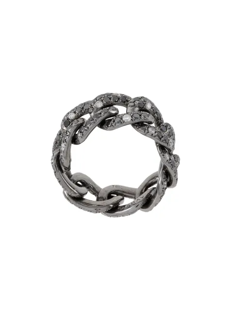 SHAY 18kt black gold Twinkle diamond jumbo link ring Black SR144