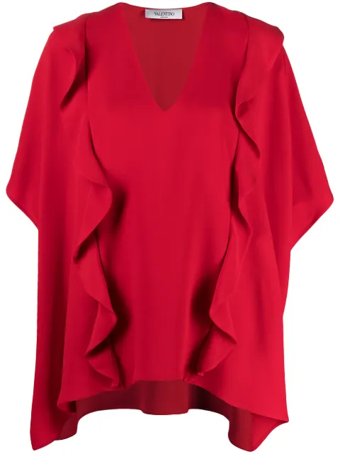 Valentino Garavani ruffled drape blouse Red BAE5J51MM