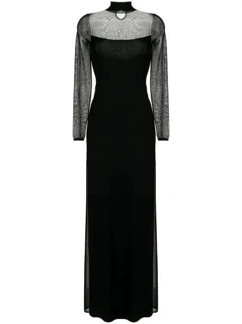 Ralph Lauren Collection sheer panels flared dress Black 290845607001
