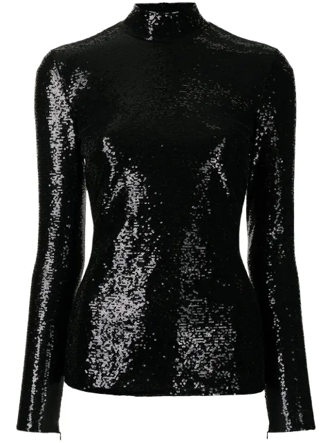 Ralph Lauren Collection sequin-embellished long-sleeve top Black 290845680001