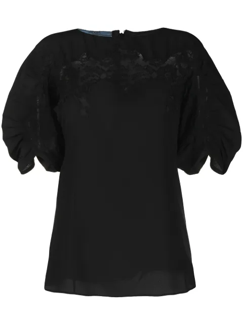 Prada lace-panel silk blouse Black P905IS2111YJW