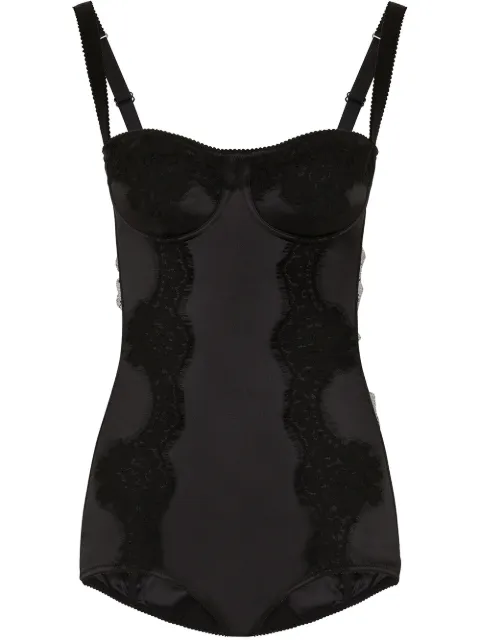 Dolce & Gabbana lace-detail balconette bodysuit Black O9A05TFUAD8
