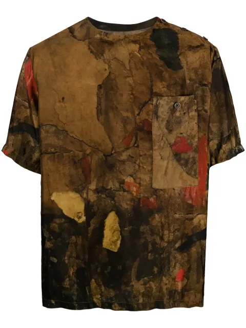 Uma Wang abstract-print T-shirt Brown UM1536