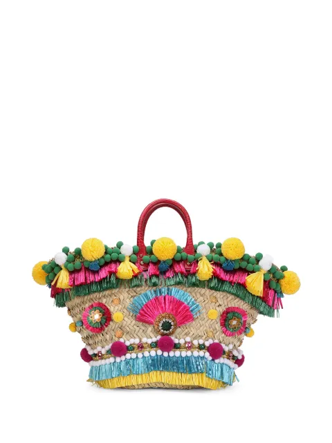 Dolce & Gabbana Kendra embroidered woven basket bag Neutrals BB5888A2W96