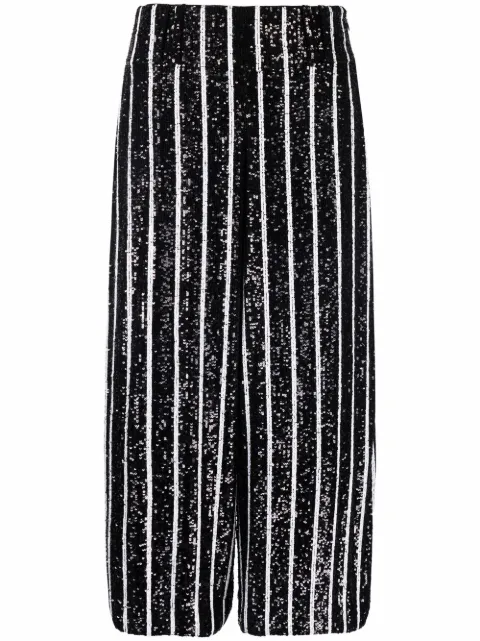 Balmain sequin-embellished wide-leg trousers Black WF1PQ015X489