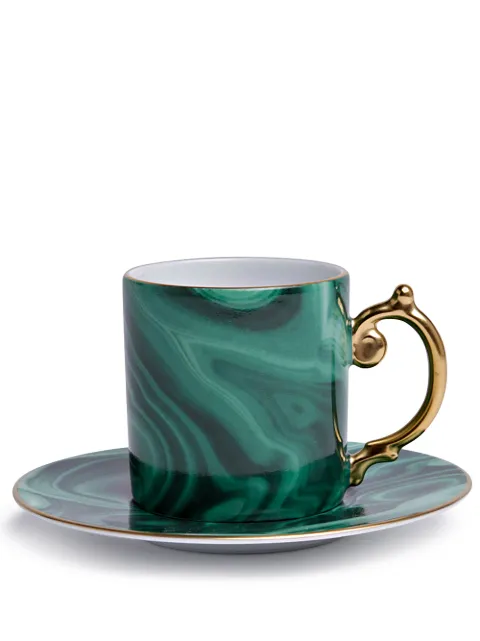 L'Objet Malachite espresso & saucer set Green ML755