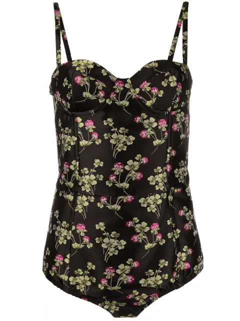 RED Valentino floral-print boned bodysuit Black RAFA045M9