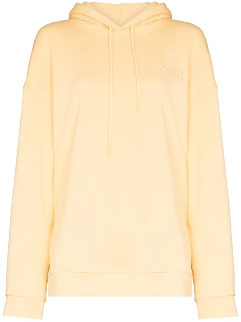 GANNI logo-embroidered oversized hoodie Yellow T2911