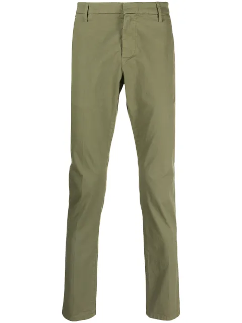 DONDUP slim-fit cotton trousers Green UP235GSE046UPTDUS21