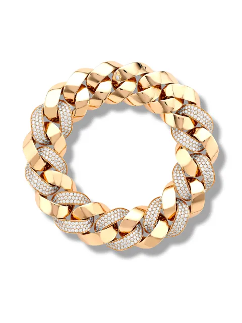Pragnell 18kt rose gold diamond Cuba medium chain bracelet White F0590